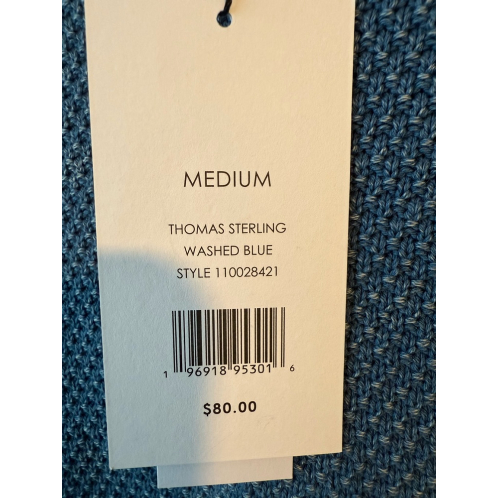 Men's Thomas Sterling Blue Cotton Sweater Size M - Picture 3 of 4